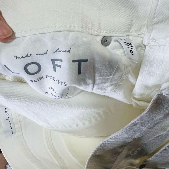 LOFT Modern Skinny White Ankle Crop Jeans Raw Hem NWT - Picture 12 of 13